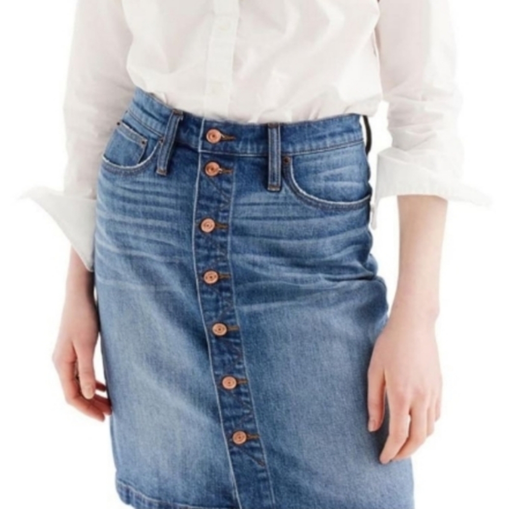J Crew jean skirt Blue Denim pencil Button Down Midi
